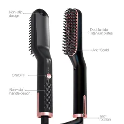 Multifunctional hair / beard brush - comb - straightener - with temperature adjustmentHair straighteners