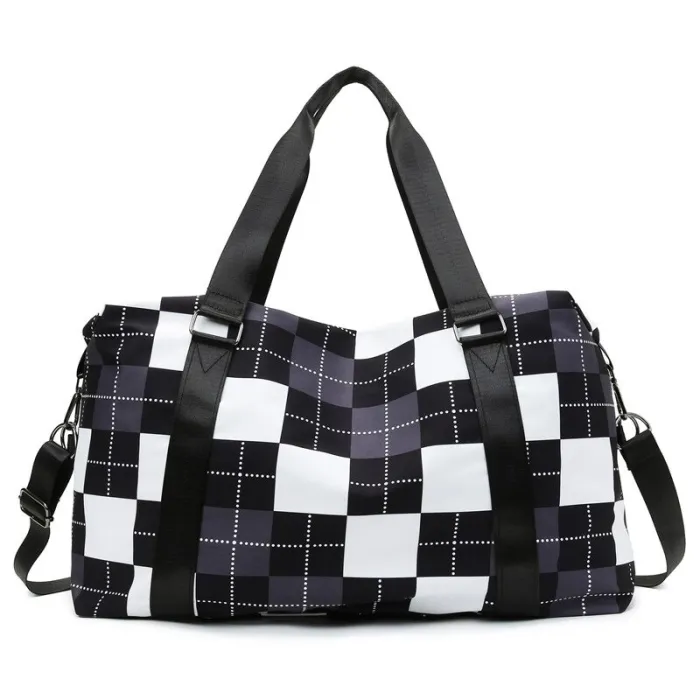 Sac de voyage / gym élégant - grande capacité - imperméable - unisexe - imprimé à carreaux