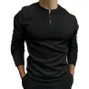 Klassisches Poloshirt - Langarm T-Shirt - mit Reißverschluss