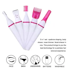 5 In 1 elektrisk epilator för kvinnor - trimmer - hårborttagning - ögonbryn - bikini - ben - armhålor