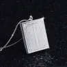 CollarMedallón de forma cuadrada - portafotos - cruz tallada - collar - plata de ley 925