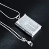 CollarMedallón de forma cuadrada - portafotos - cruz tallada - collar - plata de ley 925