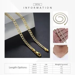 Colar da moda - corrente cubana - ouro e prata