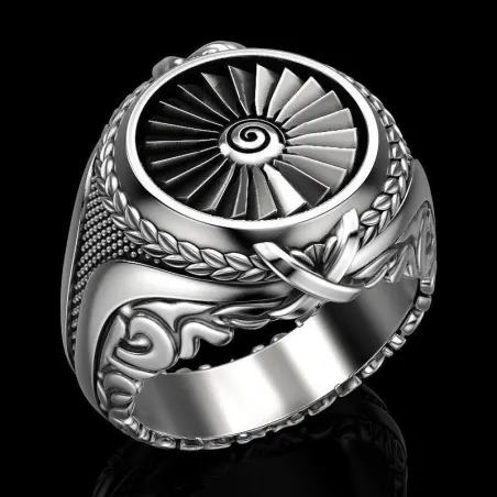 Vintage Silberring - Siegelring - Punk-Stil - Metallturbine - Sterling Silber 925