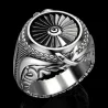 Bague en argent vintage - chevalière - style punk - turbine en métal - argent sterling 925