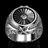 Bague en argent vintage - chevalière - style punk - turbine en métal - argent sterling 925