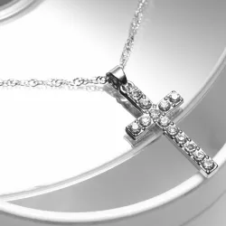 Silver necklace - with crystal crossNecklaces