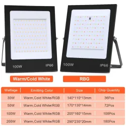 LED flomlys - vanntett arbeidslys - RGB - AC220V - 30W - 50W - 100W - 200W