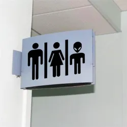 WC - badrum - toalettentréskylt - rolig vinyldekal