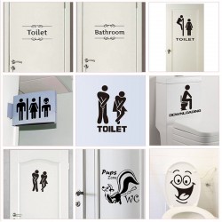 WC - badeværelse - toilet indgangsskilt - sjovt vinyl klistermærke