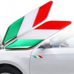 3D Italienische Flagge - Abzeichen - Emblem - Autoaufkleber - Italien - 2 Stück
