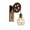 Retro remskiva vägglampa - trälampa