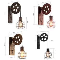 Retro trinse vegglampe - trelampe