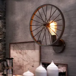 Kinkiet retro - lampa metalowa - industrialne kołoKinkiety