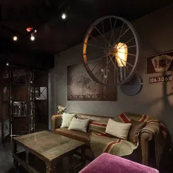 Retro wall light - metal lamp - industrial wheel designWall lights