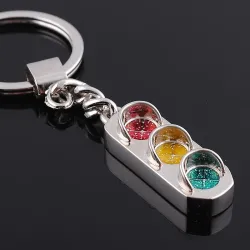 Porte-clés créatif en métal - design feux tricolores