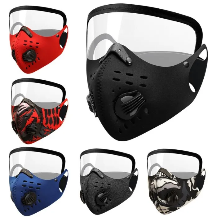Masque de protection - antibactérien - coupe-vent - anti-poussière - avec visière - valves d'air