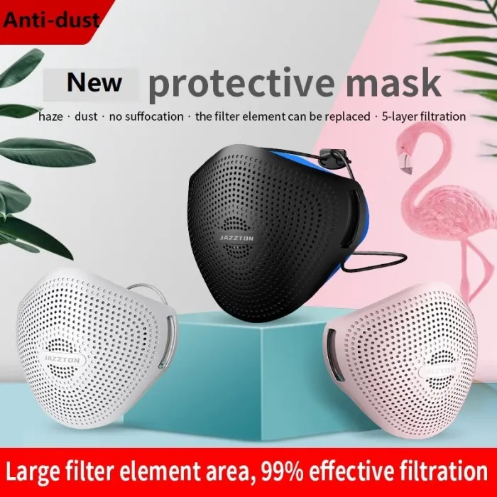 Mascherina protettiva in silicone - riutilizzabile - antipolvere - antibatterica - valvola dell'aria - filtro KN95