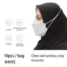 Masque de protection - 4 couches - jetable - anti-poussière - antibactérien - boucles croisées - forme de poisson - 10 pièces