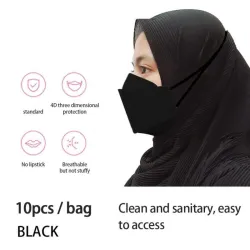 Skyddande ansiktsmask - 4-lagers - engångs - antidamm - antibakteriell - korsöglor - fiskform - 10 stycken