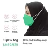 Masque de protection - 4 couches - jetable - anti-poussière - antibactérien - boucles croisées - forme de poisson - 10 pièces