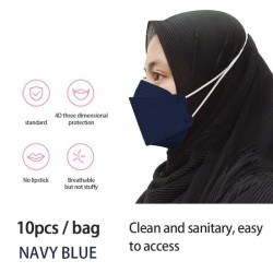 Beskyttende ansiktsmaske - 4-lags - engangs - antistøv - antibakteriell - kryssløkker - fiskeform - 10 stk.