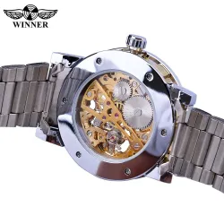 WINNER - montre de luxe - mécanique - lumineuse - avec diamants - design squelette transparent - avec boîte