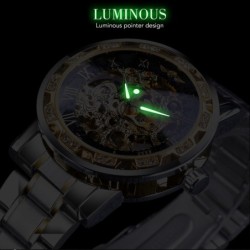 WINNER - luxe horloge - mechanisch - lichtgevend - met diamanten - transparant skeleton design - met doosHorloges