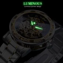WINNER - montre de luxe - mécanique - lumineuse - avec diamants - design squelette transparent - avec boîte