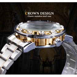 WINNER - montre de luxe - mécanique - lumineuse - avec diamants - design squelette transparent - avec boîte