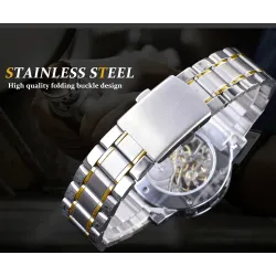 WINNER - montre de luxe - mécanique - lumineuse - avec diamants - design squelette transparent - avec boîte