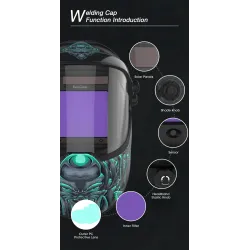 Masque de soudage auto-assombrissant - solaire - batterie Li automatique - couleur vraie - 4 capteurs