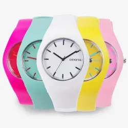 GENEVA - fargerik silikonklokke - kvarts - ultratynn - unisex