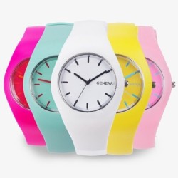 GENEVA - montre colorée en silicone - quartz - ultra-plate - unisexe