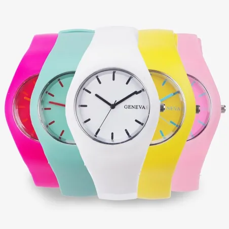 GENEVA - farverigt silikone ur - quartz - ultratyndt - unisex