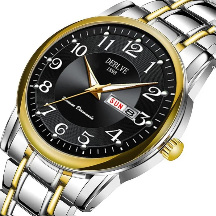 Montre mécanique de luxe - quartz - aiguilles lumineuses - étanche - acier inoxydable