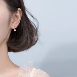 Bøyle øredobber med zirconia - 925 sterling sølv