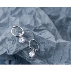 Bøyle øredobber med zirconia - 925 sterling sølv
