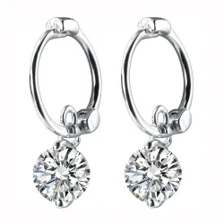 Boucles d'oreilles créoles avec zircone - argent sterling 925