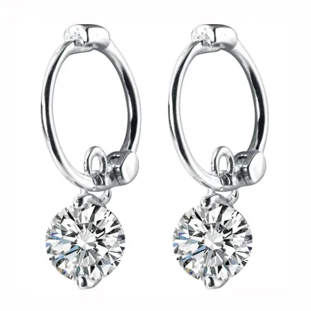 Boucles d'oreilles créoles avec zircone - argent sterling 925