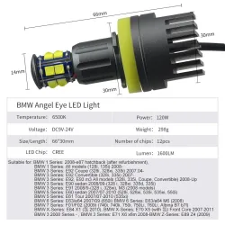 120W - H8 - LED Angle-Eyes - Ljus - BMW - E92 M3 E82 E87 E91 E60 E61 E63 E70 E71 E89