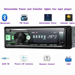 Bilradio - fjernkontroll - avtakbart panel - Bluetooth - 1DIN - 2,5 tommer - 12V - FM - USB - AUX-IN - MP3