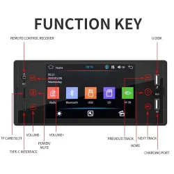 Rádio do carro - câmera - controle remoto - M150 - 1 Din - 5 polegadas - Bluetooth - Android - Mirror Link - USB