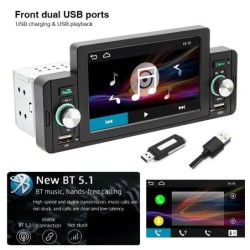 Din 1Autoradio - M160 - mando - cámara - 1 Din - 5 pulgadas - Mirror Link - Bluetooth - Android - IOS - dual USB