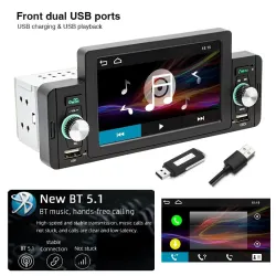 Rádio do carro - M160 - controle remoto - câmera - 1 Din - 5 polegadas - Mirror Link - Bluetooth - Android - IOS - USB duplo