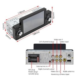Autoradio - M160 - telecomando - fotocamera - 1 Din - 5 pollici - Mirror Link - Bluetooth - Android - IOS - doppia USB