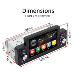 Rádio do carro - M160 - controle remoto - câmera - 1 Din - 5 polegadas - Mirror Link - Bluetooth - Android - IOS - USB duplo