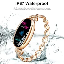 H8 Smart Watch - uthult stropp med diamanter - pulsmåler - treningsmåler - vanntett - Android - Bluetooth