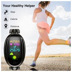 H8 Smart Watch - uthult stropp med diamanter - pulsmåler - treningsmåler - vanntett - Android - Bluetooth