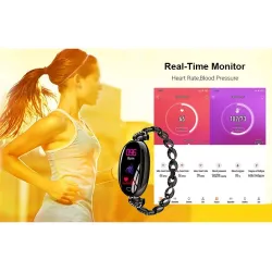 H8 Smart Watch - wydrążony pasek z diamentami - pulsometr - fitness tracker - wodoodporny - Android - BluetoothInteligentne z...